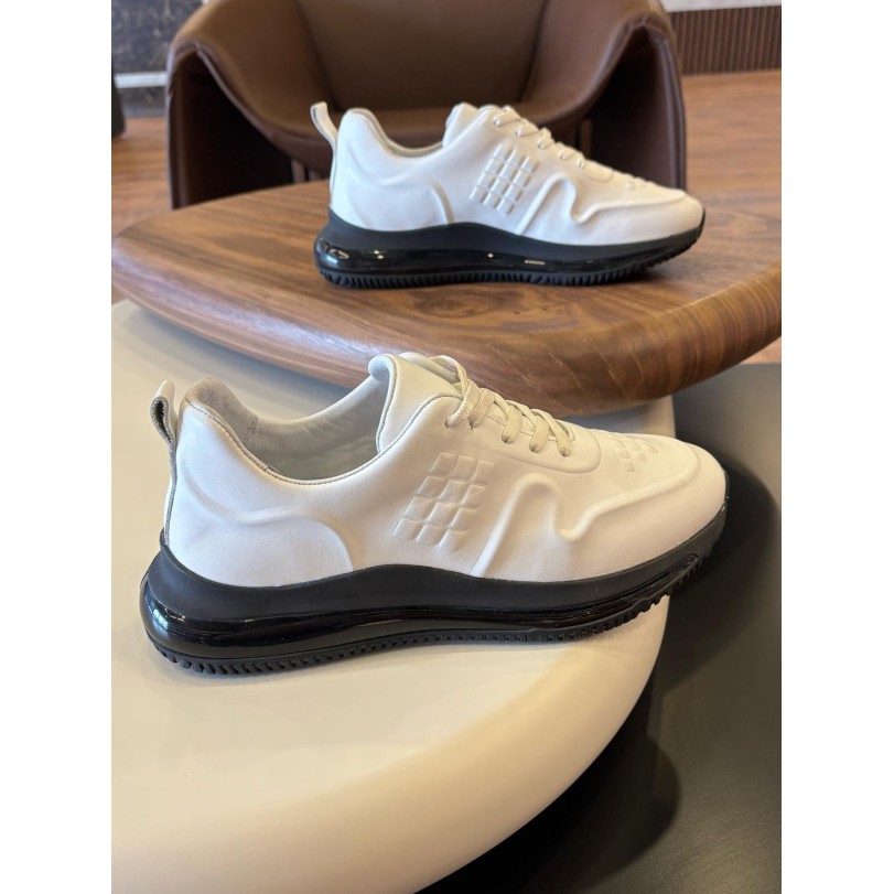 1047 Beyaz Baklava Hakiki Deri Erkek Sneakers