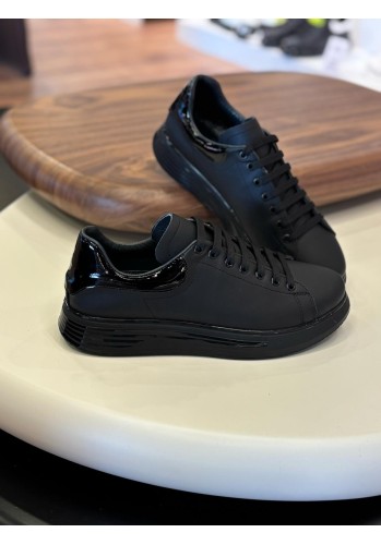 1051 Siyah Mat Hakiki Deri Erkek Sneakers