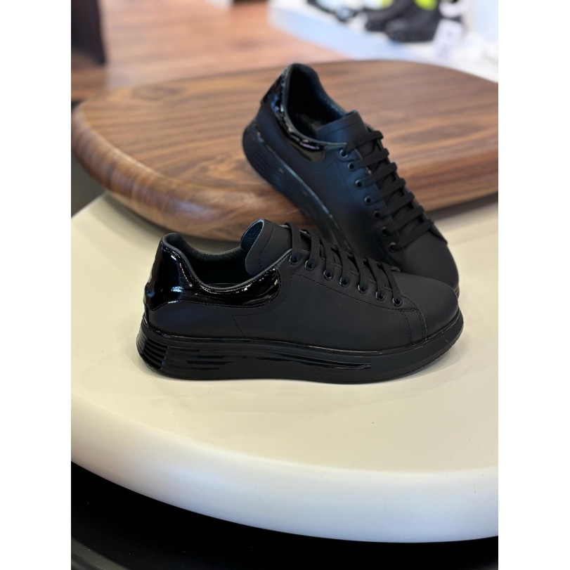 1051 Siyah Mat Hakiki Deri Erkek Sneakers