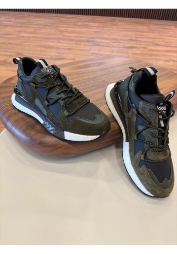 1095 Haki Nubuk Hakiki Deri Erkek Sneakers