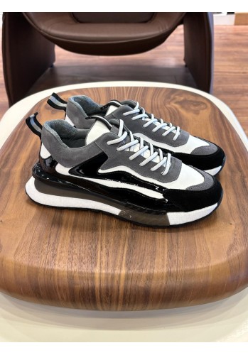 1099 Siyah Füme Hakiki Deri Erkek Sneakers