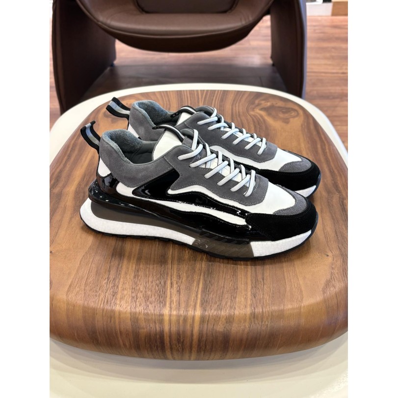 1099 Siyah Füme Hakiki Deri Erkek Sneakers