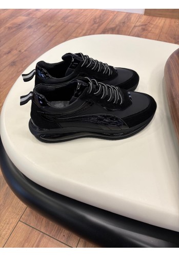 1102 Siyah Rugan Hakiki Deri Erkek Sneakers
