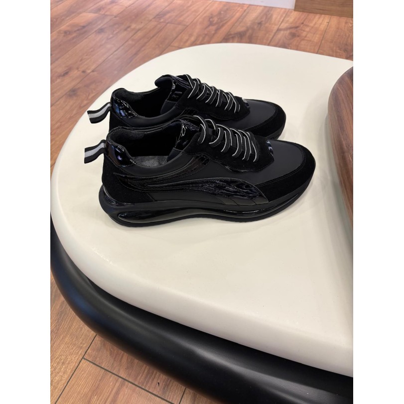 1102 Siyah Rugan Hakiki Deri Erkek Sneakers