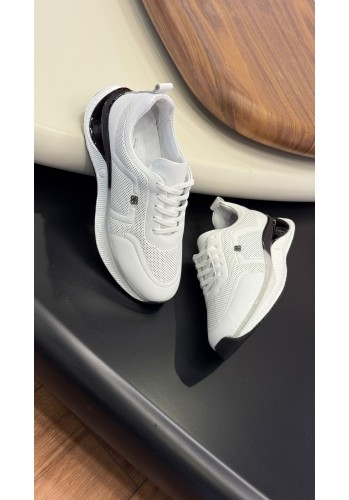 2025 Beyaz Aksesuarlı Hakiki Deri Erkek Sneakers