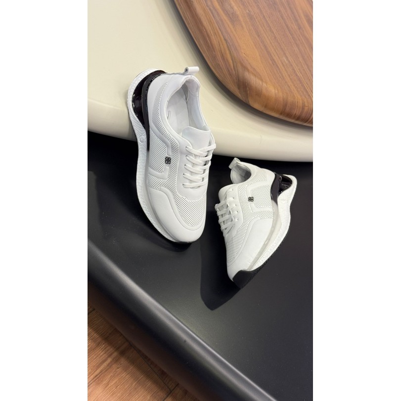 2025 Beyaz Aksesuarlı Hakiki Deri Erkek Sneakers