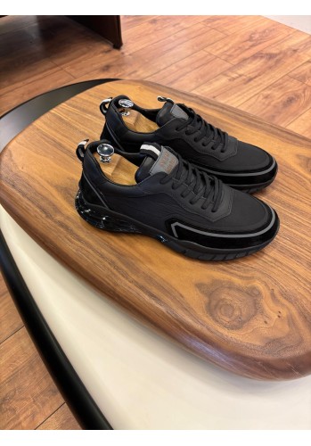 2028 Siyah Hakiki Deri Erkek Sneakers