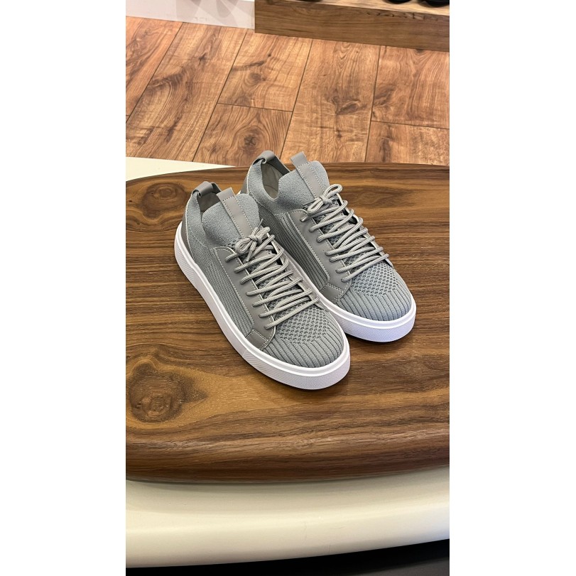 4225 Gri - Beyaz Taban Triko Erkek Sneakers