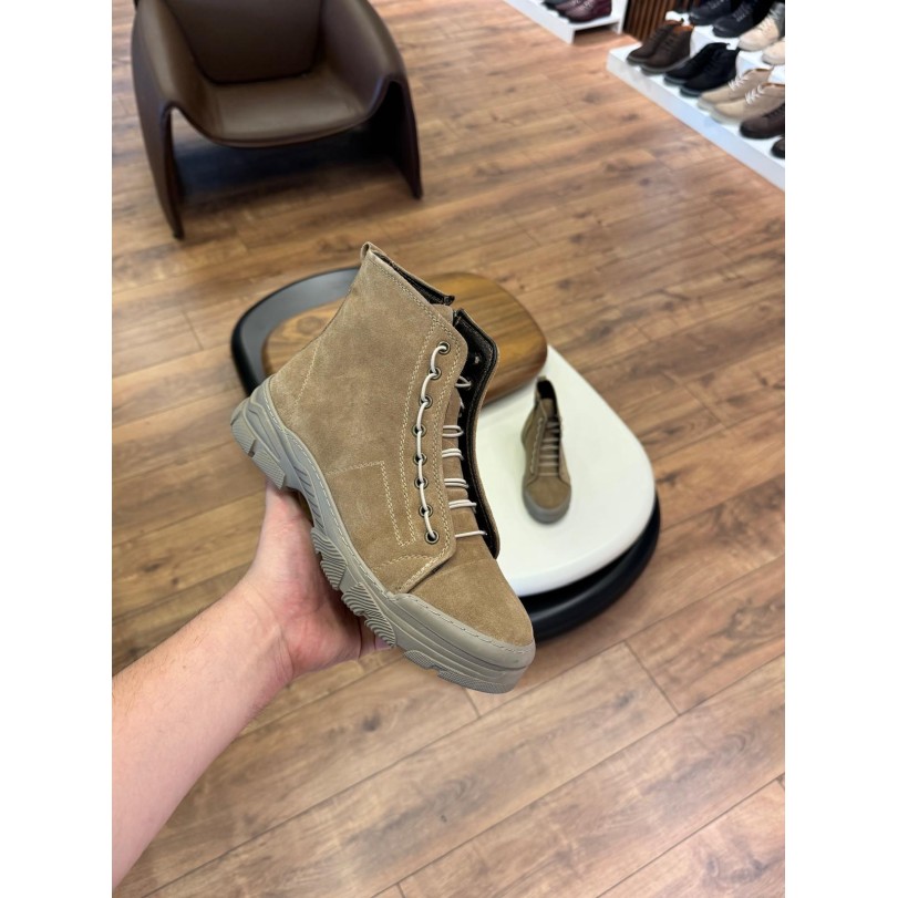 5601 Bej Nubuk Hakiki Deri Bot