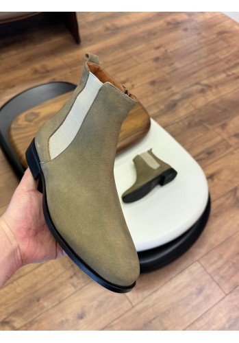 5607 Gri Nubuk Hakiki Deri Bot