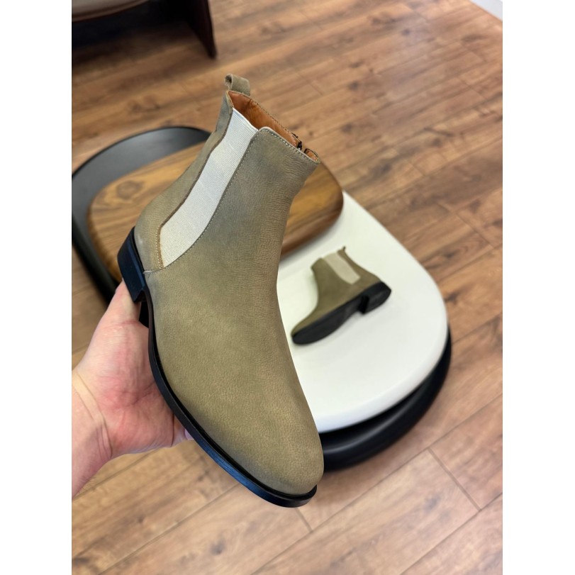 5607 Gri Nubuk Hakiki Deri Bot