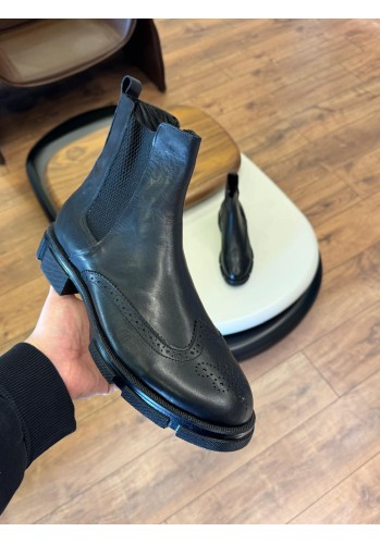 5608 Siyah Cilt Hakiki Deri Bot