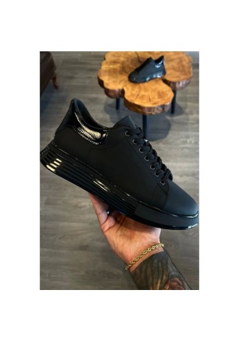 1051 Siyah Mat Hakiki Deri Erkek Sneakers