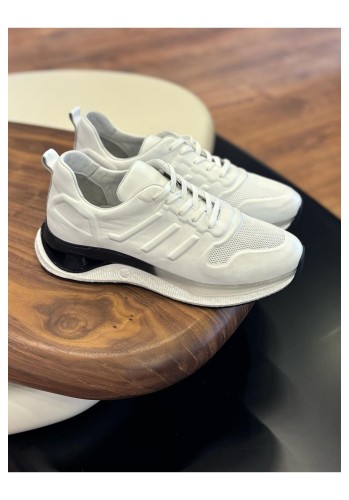1011 Beyaz Eva Hakiki Deri Erkek Sneakers