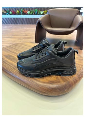 1013 Siyah Hakiki Deri Erkek Sneakers