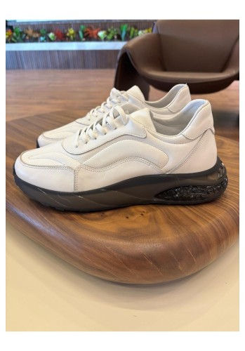 1042 Beyaz Cilt Hakiki Deri Erkek Sneakers