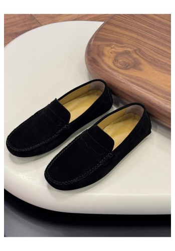 1052 Siyah Süet Hakiki Deri Erkek Klasik