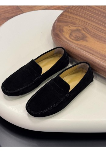 1052 Siyah Süet Hakiki Deri Erkek Klasik