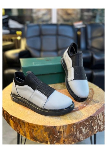 1067 Füme Streçli Mat Hakiki Deri Erkek Sneakers
