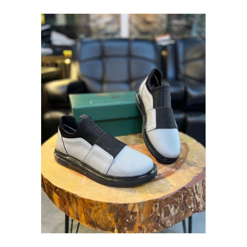 1067 Füme Streçli Mat Hakiki Deri Erkek Sneakers
