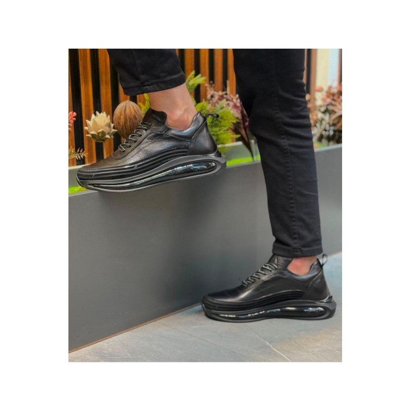 1088 Siyah Cilt Hakiki Deri Erkek Sneakers