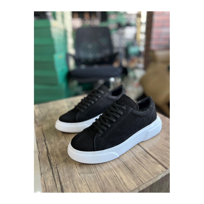 1090 Siyah Nubuk Hakiki Deri Erkek Sneakers