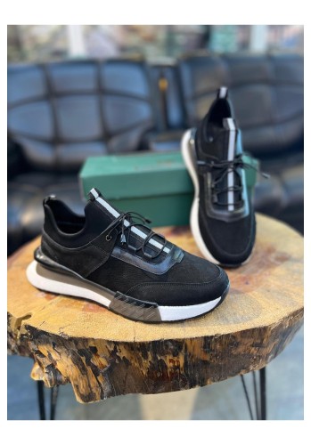 1096 Siyah Nubuk Hakiki Deri Erkek Sneakers