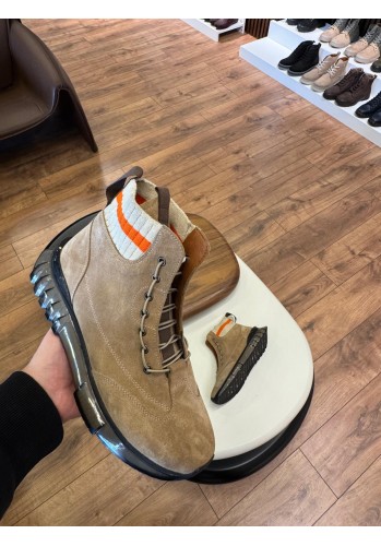 5625 Bej Nubuk Hakiki Deri Bot