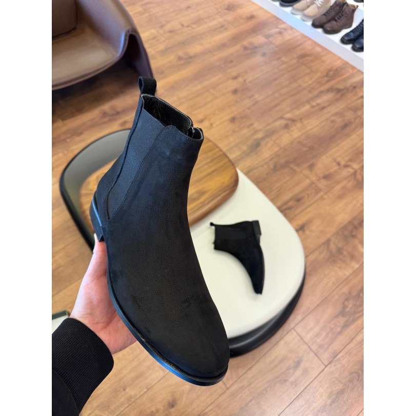 5629 Siyah Nubuk Hakiki Deri Bot