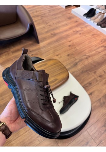 5635 Kahve Hakiki Deri Sneakers