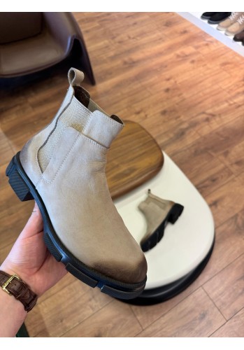 5637 Bej Nubuk Hakiki Deri Bot