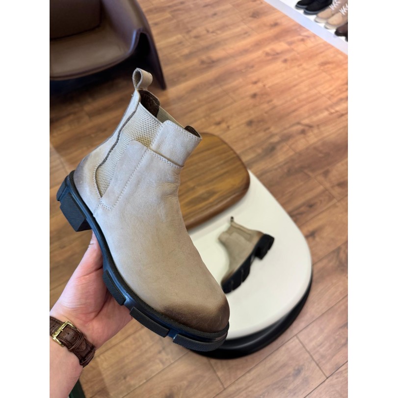 5637 Bej Nubuk Hakiki Deri Bot