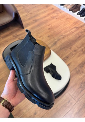 5638 Siyah Cilt Hakiki Deri Bot