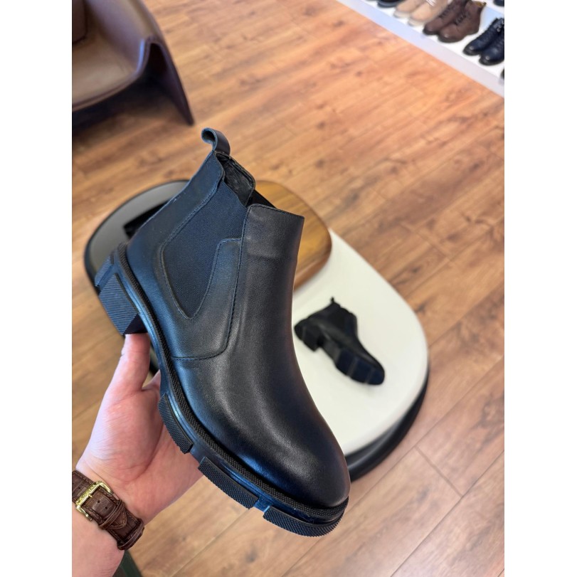 5638 Siyah Cilt Hakiki Deri Bot