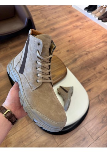 5640 Bej Nubuk Hakiki Deri Bot