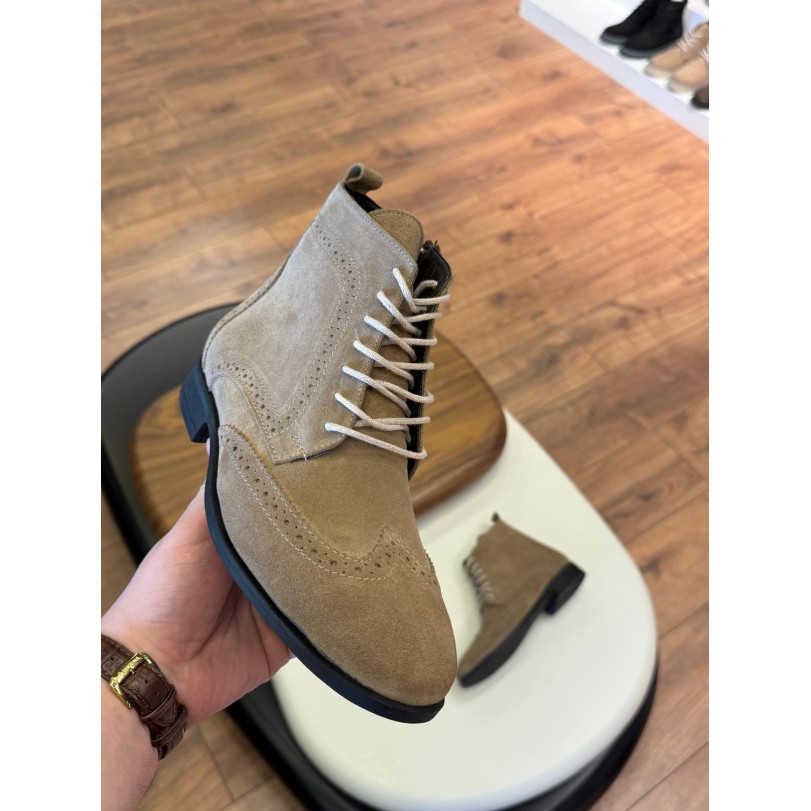 5642 Bej Nubuk Hakiki Deri Bot