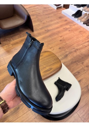 5644 Siyah Cilt Hakiki Deri Bot