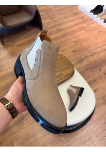 5645 Bej Nubuk Hakiki Deri Bot