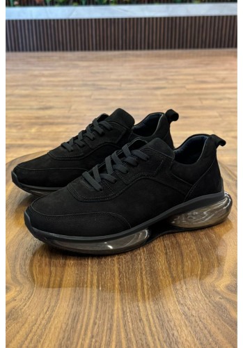 10000 Siyah Nubuk Hakiki Deri Erkek Sneakers