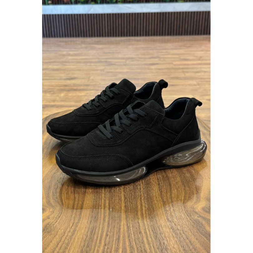 10000 Siyah Nubuk Hakiki Deri Erkek Sneakers