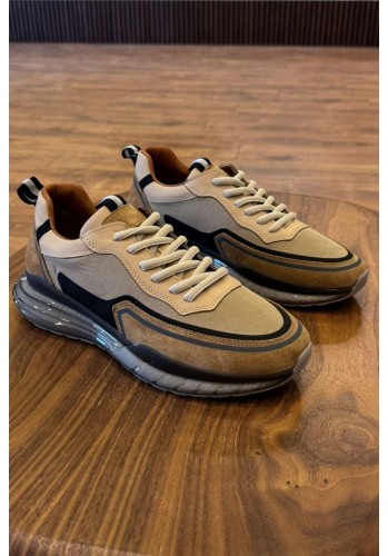 2028 Bej Nubuk Hakiki Deri Erkek Sneakers
