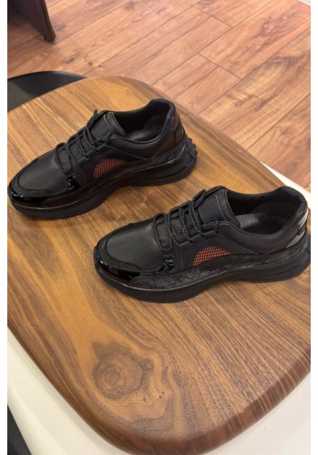 2021 Siyah Hakiki Deri Erkek Sneakers