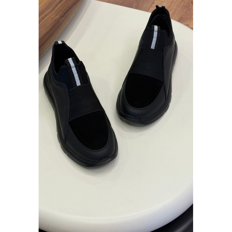 1106 Siyah Hakiki Deri Erkek Sneakers