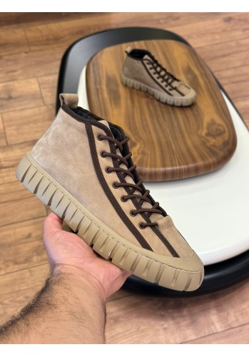 1085 Bej Nubuk Hakiki Deri Erkek Bot