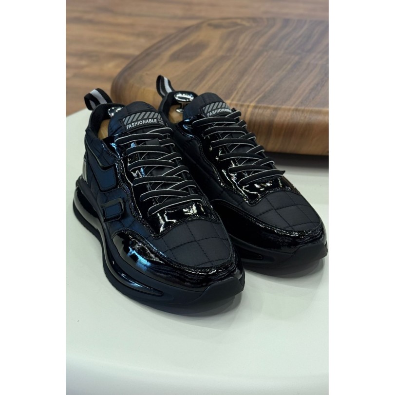 1091 Siyah Rugan Hakiki Deri Erkek Sneakers
