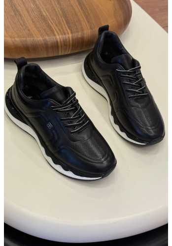 2025 Siyah Hakiki Deri Erkek Sneakers