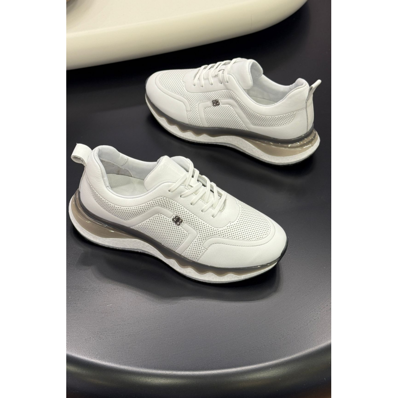 2025 Beyaz Hakiki Deri Erkek Sneakers