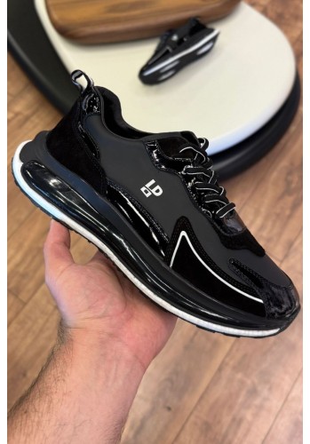2037 Siyah Hakiki Deri Erkek Sneakers