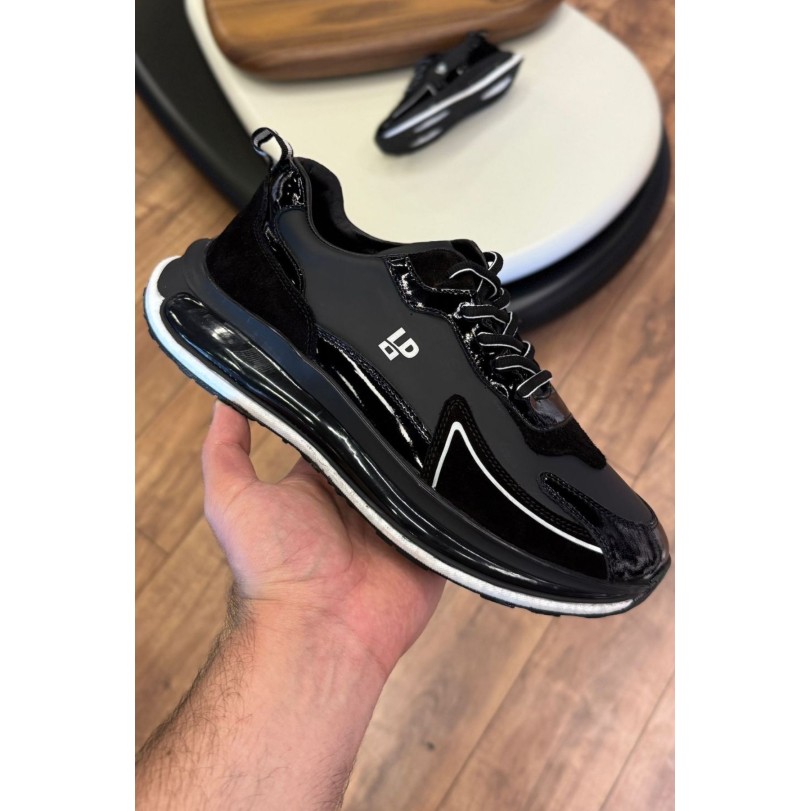 2037 Siyah Hakiki Deri Erkek Sneakers