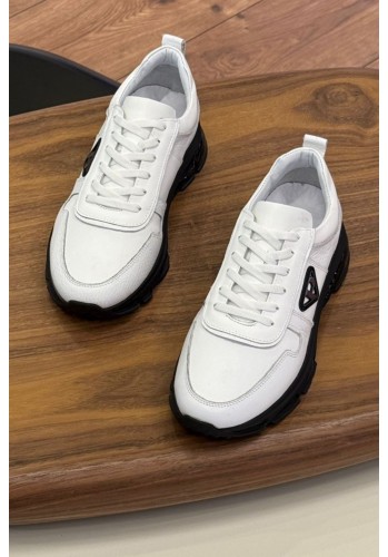 2027 Beyaz Hakiki Deri Erkek Sneakers